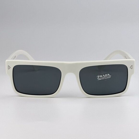 NEW Prada PRA10S 17K07T White Blue Vintage Rectangle Unisex Sunglasses PR A10S - Picture 3 of 11